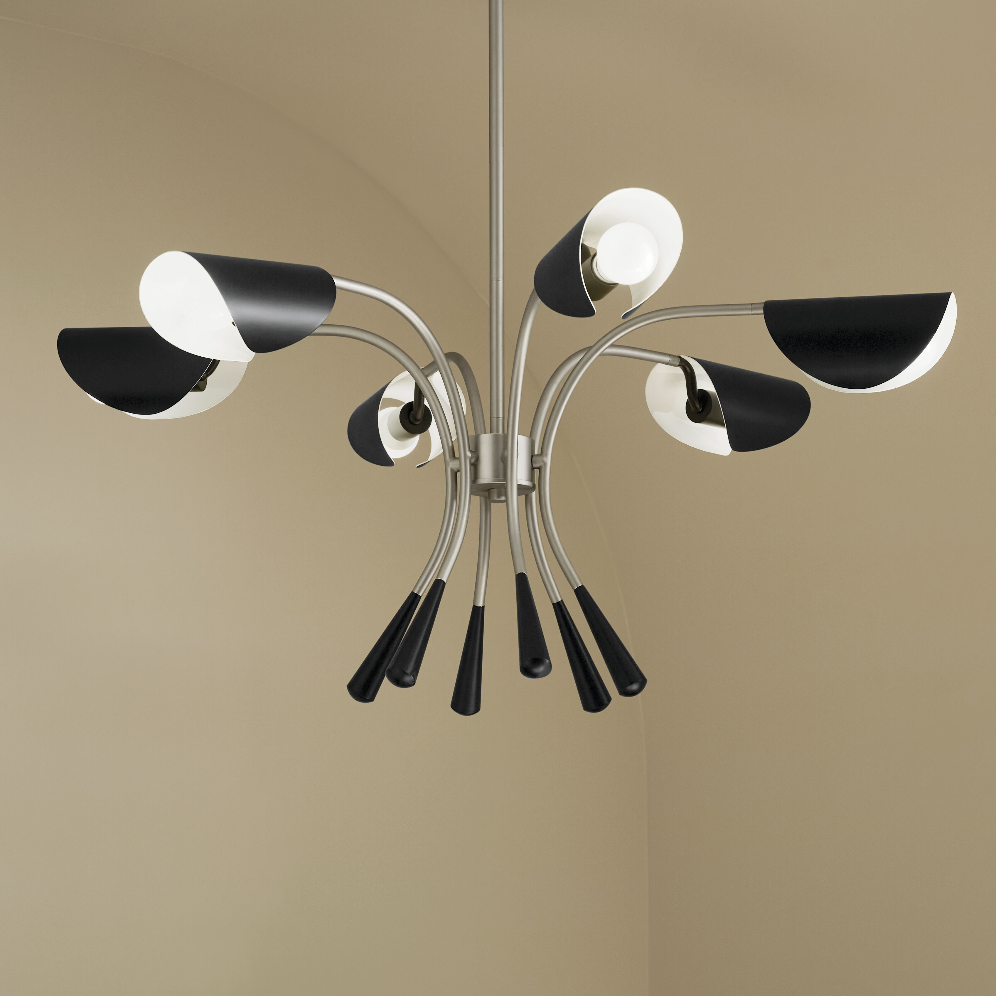 Arcus LED 39.25 inch Satin Nickel with Black Chandelier Ceiling Light